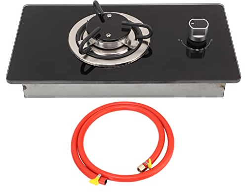 Wohnmobil-Gasherd, KIMISS 365 X 200 Mm, Eingebauter Wohnmobil-Kochfeld, 1 Brenner, 1,8 KW Leistung, Stufenlos Einstellbar, Feuerfest, Gehärtetes Glas für Yacht-Caravan
