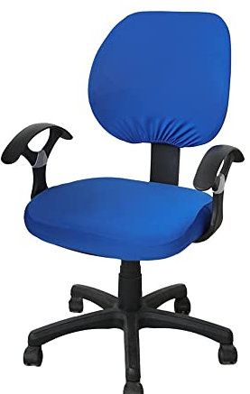 Highdi Coprisedia Ufficio Elasticizzato Gaming, 2 Pezzo Separato Fodere Girevole Ufficio, Tinta Unita Coprisedia da Computer con braccioli per Sedia da Ufficio (Blu Reale)