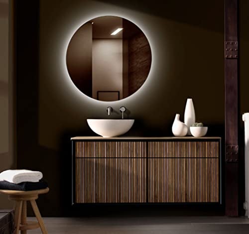 MICE COLLECTION CRISTALED - Espejos led para baño, Espejo retroiluminado Redondo luz fria SERIE ALPHA Ø 90 cm
