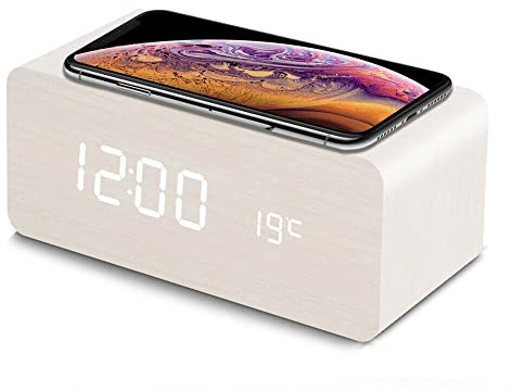 QI Digital Wecker Ladestation Qi Wireless Ladegerät für iPhone Samsung Tischuhr