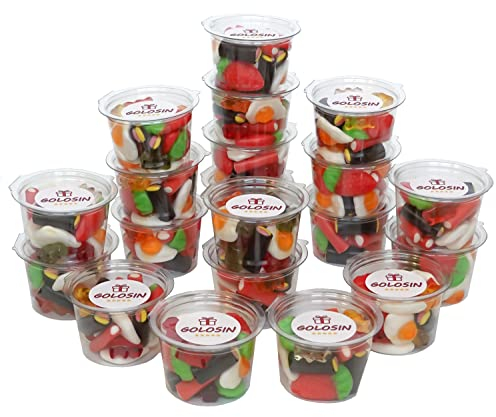 Assortiment de bonbons : Kit Golosin avec 1 kg bonbons et 20 Pots de 100 ml.