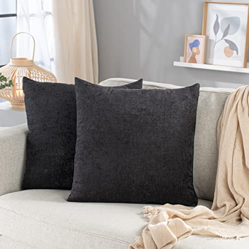 ZIGZAX 2er Set 50x50cm Kissenbezug SAMT Dekorative Kissenbezüge Dekokissen Sofakissen Kissenhülle Kissenbezug Weich Kuschelig Dekorativ Bezug für Wohnzimmer Schlafzimmer Schwarz