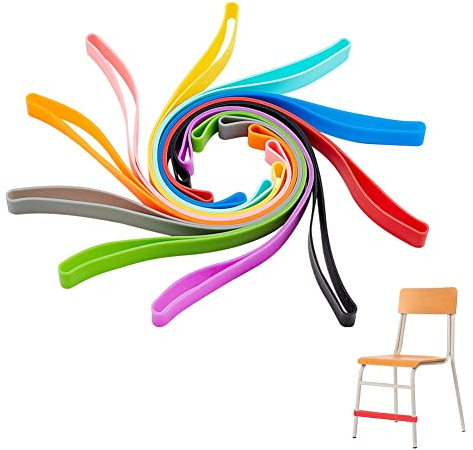 AHANDMAKER 10 Stück Stuhlbänder Für Menschen Mit Zappeligen Füßen, 10 farbige Silikon-Hüpfbänder, Zappelbänder Für Klassenzimmerstühle, Stretch-Fußband, Passt Für Sensory Fidget Und Adhd, 15.75 Zoll