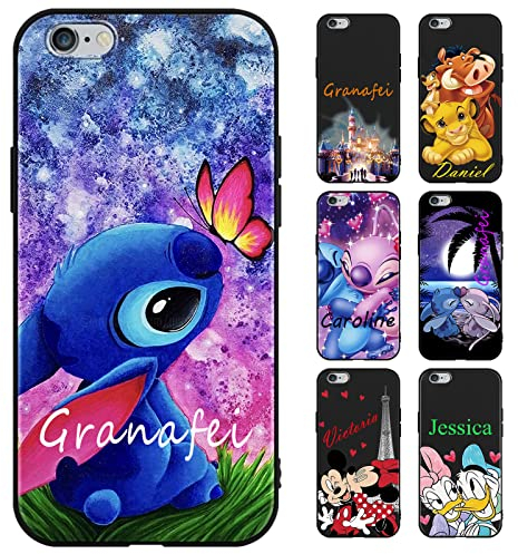 nurkorki Personalisierte Handyhülle für iPhone 6 Hülle 4,7,Anime Stitch Motiv Personalisiert Benutzerdefinierte Name Text Individuelle Case Weiche TPU Kratzfest Stoßfest Silikon Custom Schutzhülle