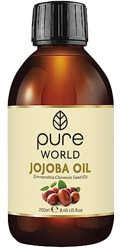 Pure World Natural Jojoba Oil 100% Pure and Undiluted 250ml. Coldand Freshly Pressed Premium Quality Jojoba Oil – Skin, Nails, Body and Face, Vegan…