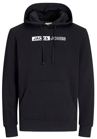 JACK & JONES Hoodie Herren Regular Fit JJEADRIAN Plus Size Kapuzenpullover | Pullover Sweater Print Schwarz Grau Grün Braun Beige Blau S M L XL XXL 3XL 4XL 5XL 6XL 7XL 8XL