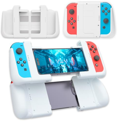 IFYOO SGSX1 Ergonomic Grip and Stand Combo Set for Switch Joycon Controller, for iPhone, Grip Case Holder Bracket for Joy Con - White