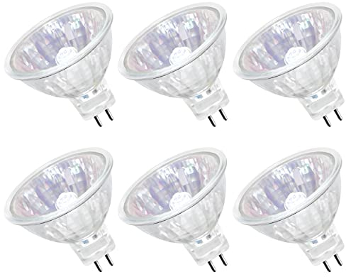 Comyan MR16 Halogen Leuchtmittel, MR16 20W GU5.3 Halogen Leuchtmittel Dimmbar 12V Halogenstrahler Warmweiß 2800K für Landschaftsbeleuchtung, Schienenbeleuchtung - 6 Stück