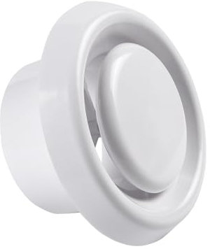 Plastic Round Ceiling Vent, 150mm - 6 inch Air Vent Cover Ceiling Ventilation Cover with Adjustable Valve and Retaining Ring for Bathroom Kitchen Toilet Office