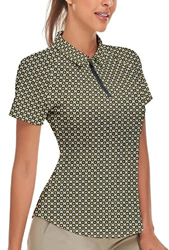 Soneven Damen Poloshirt Kurzarm Leichtes Polohemd Sport Tshirt 1/4 Reißverschluss Bluse Atmungsaktiv Schnelltrocknend für Golf Tennis