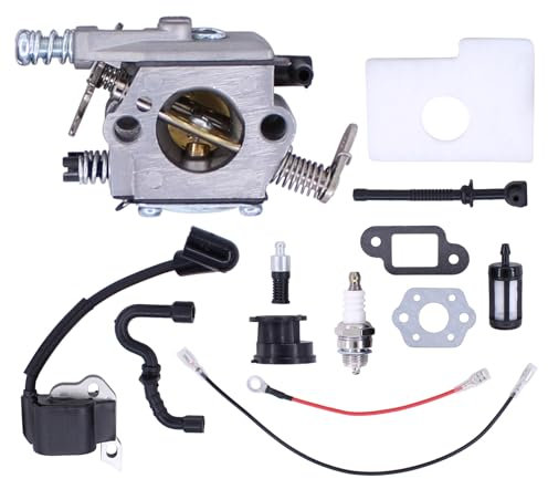 Vergaser Zündspule Vergaser Kit Vergasersatz mit Luftfilter Ölfilter Benzinfilter Zündkerze Dichtungen Benzinschlauch Ölschlauch Ansaugstutzen für Stihl 017 018 MS 170 MS180 MS170 MS 180 Kettensäge