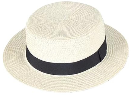 Fengyan Chapeaux Chapeau de Soleil en Paille Respirant à Large Bord for Femme, Chapeau de Plage, canotier d'été, Chapeau de Plage, Chapeau Rond et Plat(Beige)
