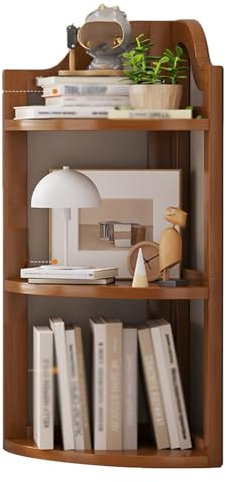 Libreria Angolare, Libreria A Ripiani Aperti, Piccolo Scaffale Angolare In Bambù, For Soggiorno, Camera Da Letto, Ufficio Domestico, Facile Da Prendere E Riporre I Libri(Walnut color,25.59IN)