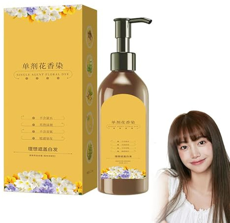 Plant Single Dose Floral Fragrance Dye, Long Lasting Natural Hair Dye Shampoo, Long Lasting Color Cover White Hair Dye Hair Cream, Natural Plant Hair Dye for Unisex (Chestnut brown, 300ML)