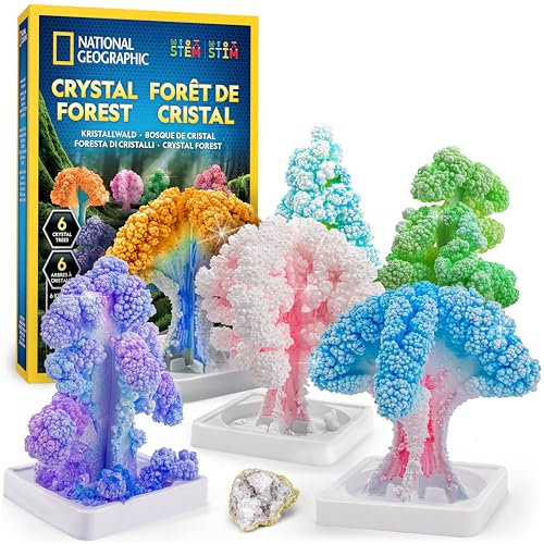 NATIONAL GEOGRAPHIC Craft Kits for Kids - Crystal Growing Kit, Grow 6 Crystal Trees in 6 Hours, Art Supplies, Geode Specimen, STEM Arts & Crafts Kit