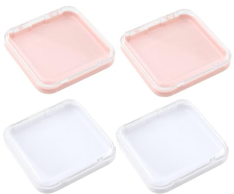 QUUPY Lot de 4 boîtes de rangement en plastique pour faux ongles (blanc + rose)