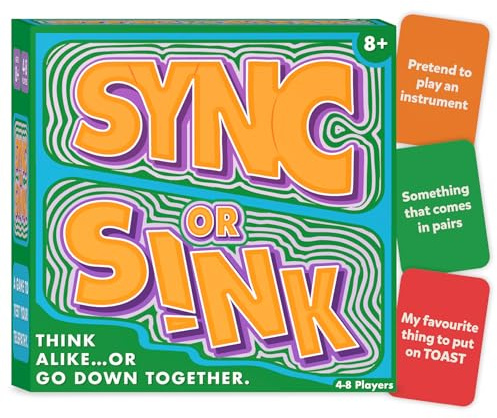 Sync or Sink – Hilarious Family Card Game for Kids, Teens & Adults | Fast-Paced, Mind-Matching Partner Challenge, Fun Party & Game Night Favorite, Gift for Ages 8, 9, 10 & Up, 4-8 Players