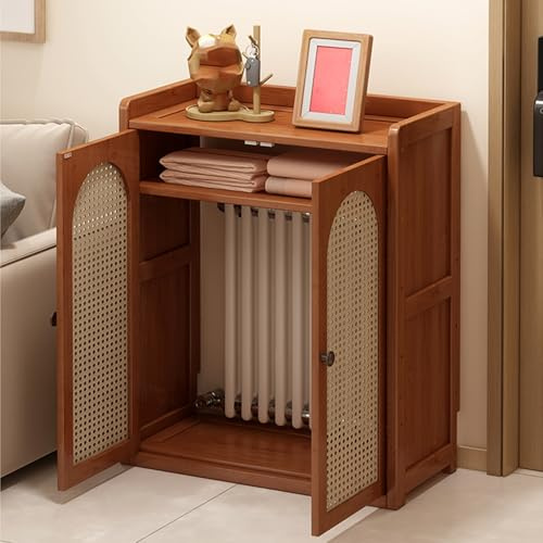 Cubre Radiadores Router Rack Diseño de Ratán de Madera con Estantes Ajustables para El Hogar Sala de Estar Armario Decorativo(82.5cm/32in)