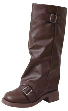 Générique Bottines Femme Cuir Talon Carré Bottine Décontracté Mollets
