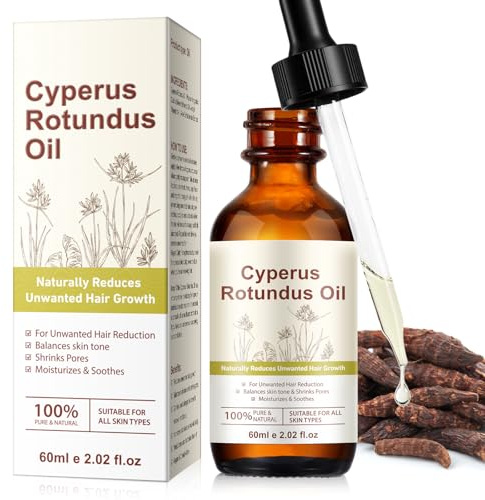 Huile Anti poil visage Femme | Huile Anti repousse poil | Cyperus Rotundus Oil | Huile pour Traitement d'épilation 60ml (1PC, 60ML)
