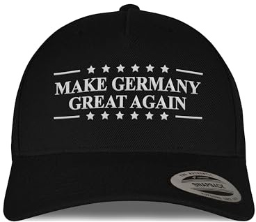 tshirtladen Snapback Cap Schwarz Basecap verstellbar mit besticktem Textmotiv für Erwachsene Freizeit Alltag Statement Kopfbedeckung – Make Germany Great Again