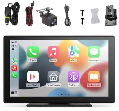 2026 Car Tablet Pro Max,kabelloses 4k-Tablet with Reversing Camera,4k Camera Car Play Tablets,Carplay & Android Auto Screen with GPS Navigation/Voice Control (9 Zoll,Keine Dashcam+Rückfahrkamera)
