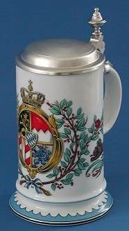 RZB Zimmermann Bierseidel Bier-Krug Galeriekrug mit Zinndeckel 0,5l Wappen bayrisch