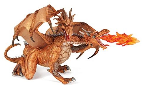 Papo 38938 Zweiköpfiger Drache, Spiel, Gold, Unisex-Kinder, Moyen