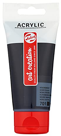 Talens Art Creation Acrylfarbe Tube - 75 ml Elfenbeinschwarz 701 - Deckend, hervorragende Lichtechtheit, schnell trocknend