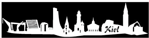 skyline4u Kiel Aufkleber Kiel Skyline viele Farben in 8 Größen und 25 Farben (15x3cm weiß)