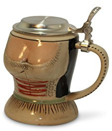 Reliefkrug Dirndl mit Zinndeckel