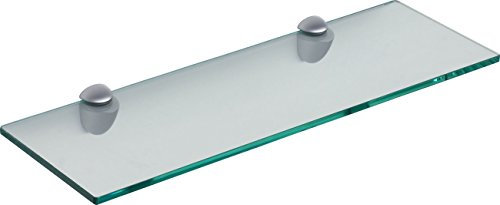 IB-Style - Étagère Murale en Verre + BANO Clip Rouge | Clair et satiné | 4 Dimensions | epaisseur 10 mm | Clip 5 Couleurs | 600x150x10 mm Clair - Supports Metal Inclus Rangement Tablette