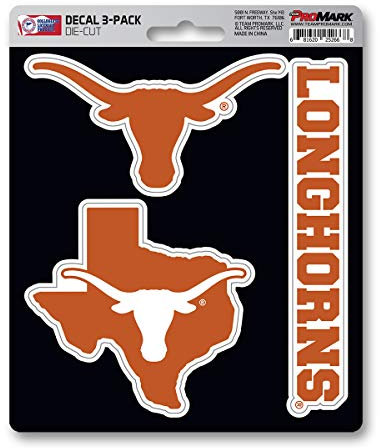 NCAA Texas Longhorns Team Decal, 3-Pack
