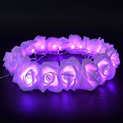 Fantasee LED Rose Flower String Lights Battery Operated, Fairy Starry Lights for Wedding Home Party Birthday Festival Indoor Outdoor Decorations, 20 LED (Purple)