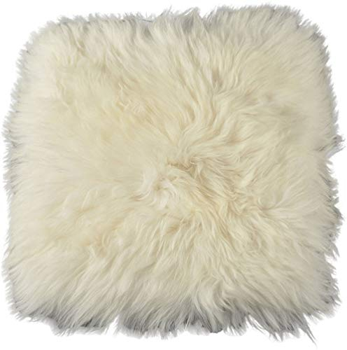 Sitzauflage Stuhlkissen aus echtem schwedischen Lammfell Natur Weiss 37 x 37 cm