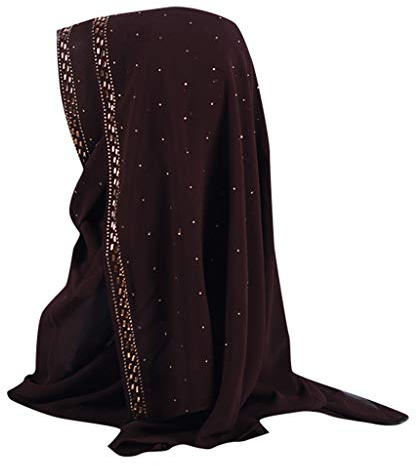 Lazzboy Shimmer Sparkle Gold Glitters Plain Chiffon Muslim Hijab Schal Halstuch Uslimische Kopftuch Turban-hüte Perlen Indien Hut Muslimischen Rüschen Krebs Chemo Beanie Turban Wrap Cap(M)