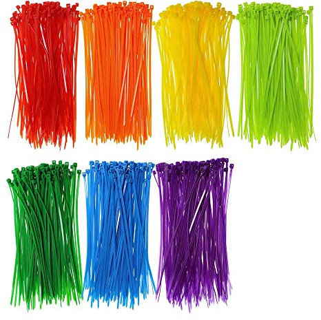 UKCable-Ties Cable Ties 140mm x 3.6mm Black Natural/White Coloured Strong Nylon Zip Ties (25, Yellow)