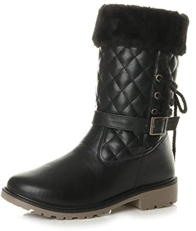 AJVANI flat thick sole quilted fur lined winter boots size 8 41