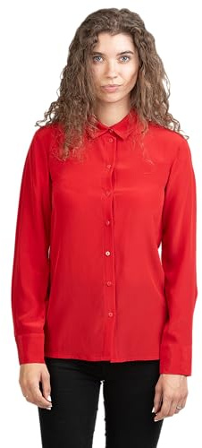 Posh Gear Damen Seidenbluse Collettoseta Bluse aus 100% Seide, dunkel rot, Größe S
