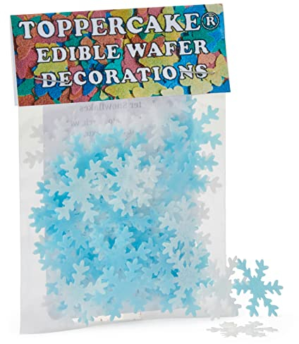 Toppercake Edible Wafer Snowflake Cup Cake Decoration Cake Toppers Blue and White Mix, Set of 48