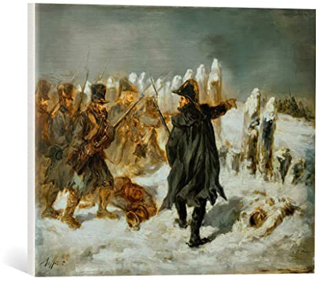 kunst für alle Leinwandbild: Denis-Auguste-Marie Raffet Marschall Ney an der Schanze von Kowno - hochwertiger Druck, Leinwand auf Keilrahmen, Bild fertig zum Aufhängen, 50x40 cm