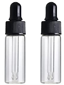 CMJ™ 2 x 5ml CLEAR Glass Bottles Ear Eye Drops Pipette Dropper Aromatherapy Empty