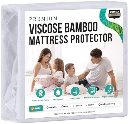Utopia Bedding Matratzenschoner Wasserdicht, Viskose, Öko-Tex Zertifiziert, Spannbetttuch, Matratzenbezug, Atmungsaktiv, Rundum elastisch