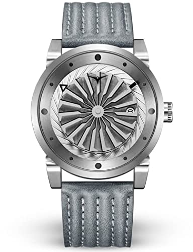 ZINVO Blade Astro Silver Leder Stahl Grau Stahlgehäuse Herren Uhr