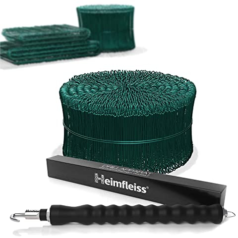 Heimfleiss® Drillapparat Driller + Rödeldraht 1,4 x 100 bis 300 mm (1000 Stk) - Set aus Drahtbinder Rödelzange & Bindedraht ummantelt Sackverschluss - Betonbindedraht Ösendraht Drill Draht