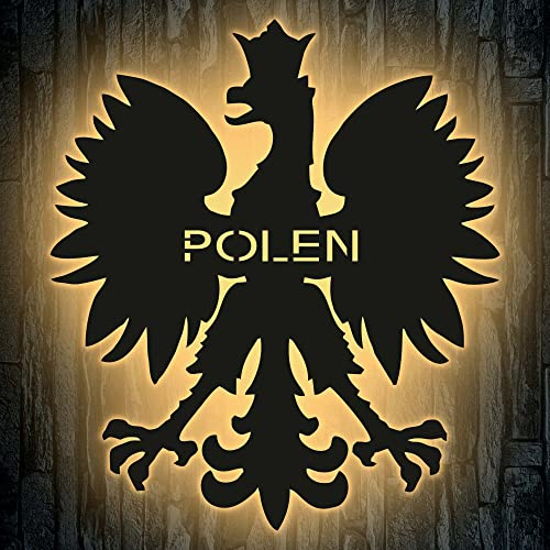 Polen Adler - polnische Wappen - Lasergravur LED ˈpɔlska Wunschtext Schlummerlicht für Schlafzimmer Wohnzimmer - Beleuchtung - Nachtlichter