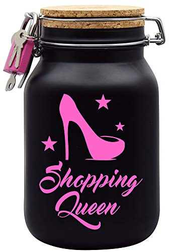 Spardose Shopping Queen Geld Geschenk Idee Schwarz XL