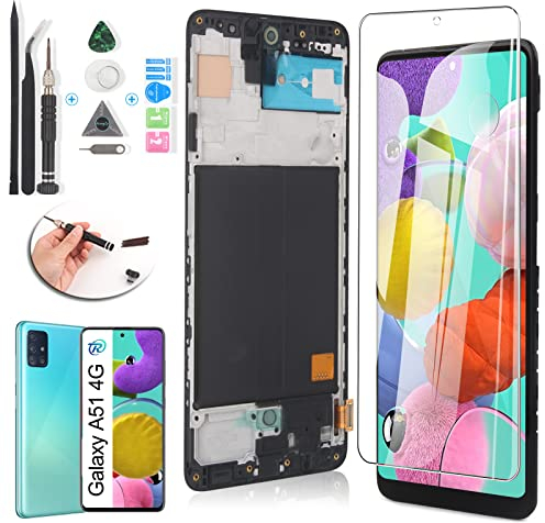 RongZy Display für Samsung Galaxy A51 4G A515 Incell LCD Bildschirm Ersatz Digitizer Touchscreen Montiert Ersatz mit Werkzeugen (Schwarz mit Rhamen)