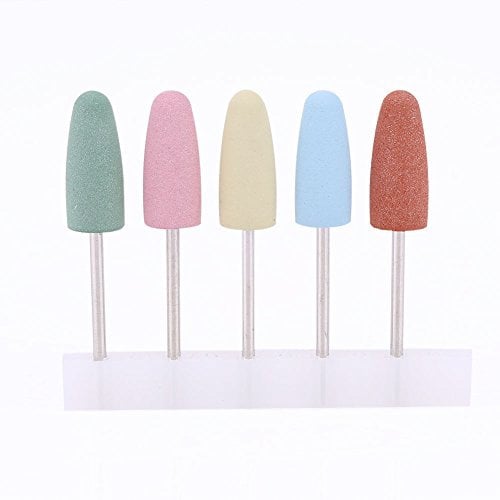 5 Broca Manicura, Torno para Uñas Broca para Uñas de Pie de Acero Inoxidable, Pulidora de Silicona de Uñas Brocas Máquinas de Manicura Herramientas Taladro Alisador