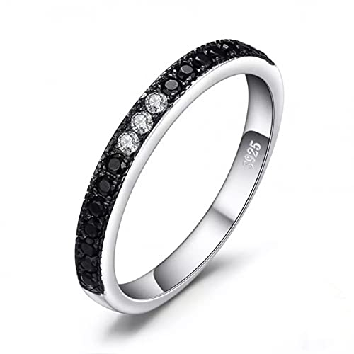BAJIE Ehering Schwarzer Spinell Ring 925 Sterling Silber Damen Ehering Ehering